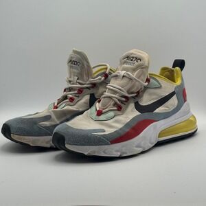 Nike Air Max 270 React Shoes Mens Size 10 White Red Yellow Gray Sneakers Running